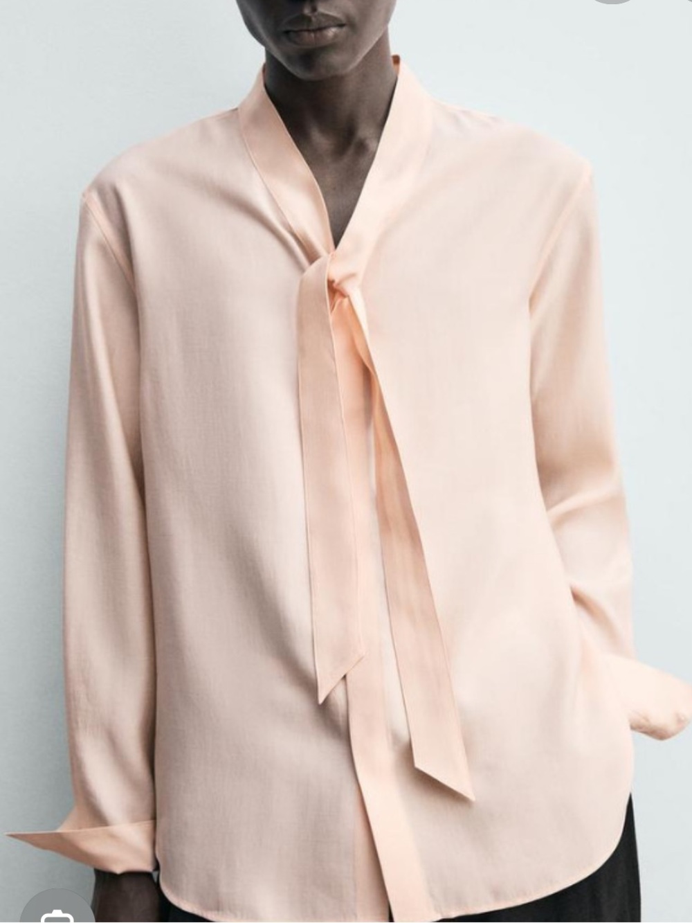 Zara Peach Tie-Neck Blouse